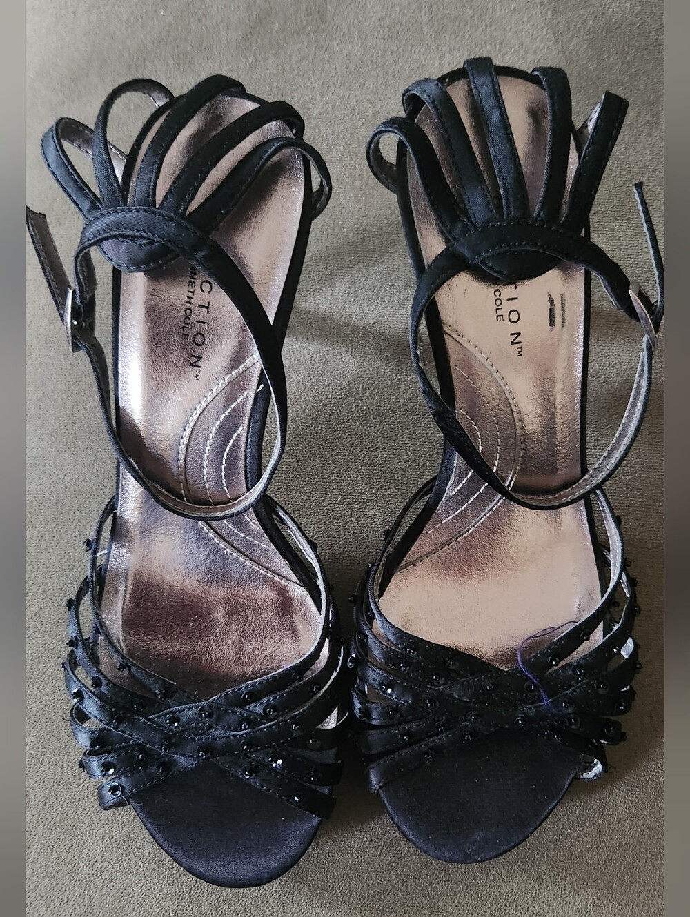 KENNETH COLE Black Strappy Evening Heels